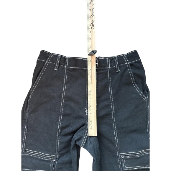 Madden NYC Pants Womens Large Black Cargo Utility Wide Leg Contrast Stitch - Picture 4 of 10